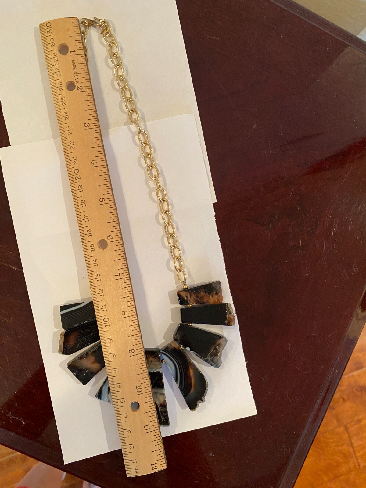 Signed Barse Black White Agate Slice Statement Ne… - image 12