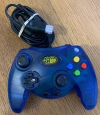 Vtg 2001 Mad Catz Control Pad Wired Controller for Xbox Transluscent Blue