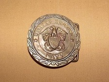 VINTAGE 1978 BBB BARON SOLID BRASS UNITED STATES NAVY BELT BUCKLE
