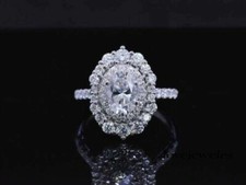 Oval Cut 2CT Real Moissanite Flower Shape Engagement Wedding Ring 925 Silver