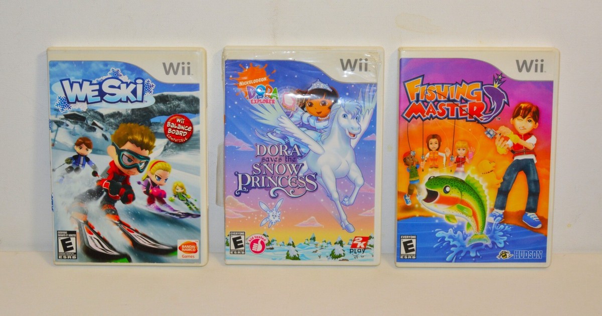 Set of 3 Nintendo Wii games, Fishing Master, We Ski, Dore Saves