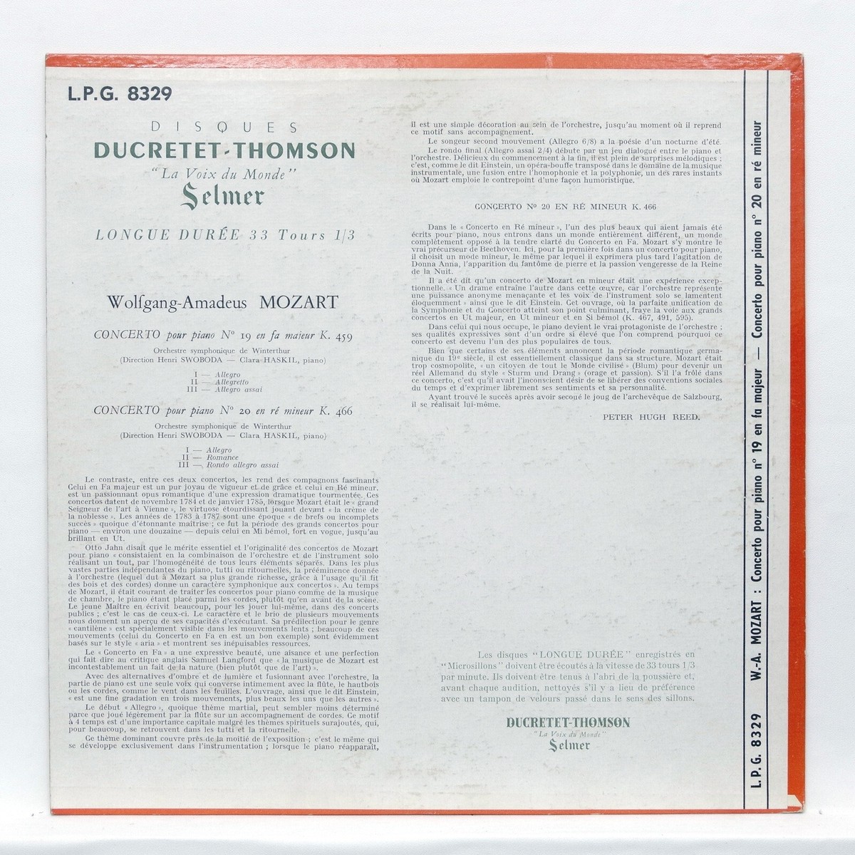 CLARA HASKIL ⸺ MOZART piano concertos nos.19 & 20 ⸺ DUCRETET