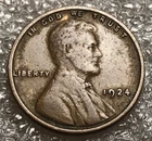 1924-P Lincoln Wheat Cent Fine Copper Coin US One Penny USA America USA