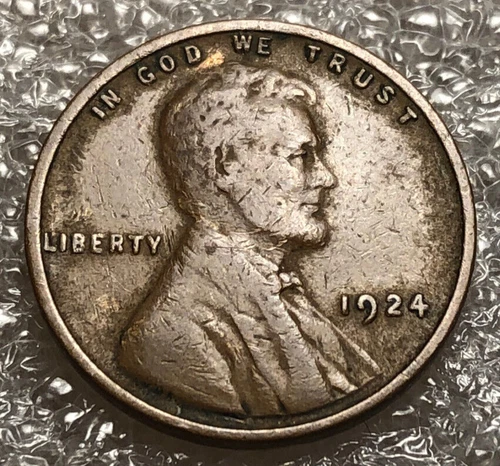 1924-P Lincoln Wheat Cent Fine Copper Coin US One Penny USA America USA