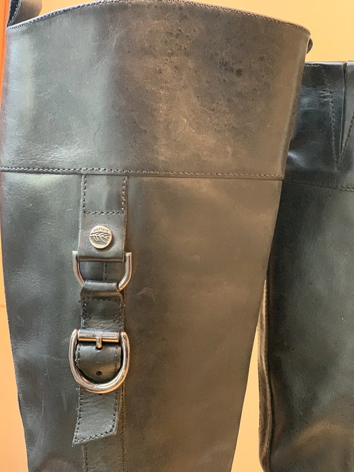 Botas altas de cuero estilo arquero Nurture talla negra.           Talla 9 1/2 Mediana Foto 2 de 4