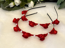Headband hair accessories flower wreath red communion henna evening engagement wedding