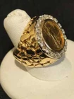 Men's Liberty Coin Ring 2Ct Round Cut Lab Created Diamond 14K Yellow Gold Plated