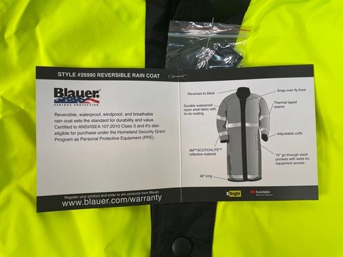 Blauer 26990 Reversible Raincoat Hi-Vis Yellow with Black Size M - Picture 5 of 7