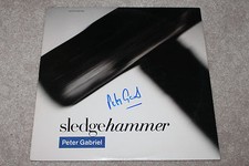 GENESIS PETER GABRIEL SIGNED AUTHENTIC 'SLEDGEHAMMER' RECORD ALBUM LP COA PROOF
