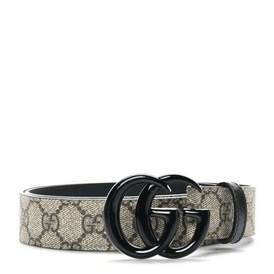 Ceinture Gucci neuve GG Supreme monogramme cuir de veau émaillé 30 mm ceinture 65 cm 26 noir