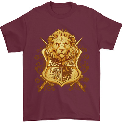 A Heraldic Lion Shield Coat of Arms Herren T-Shirt 100% Baumwolle