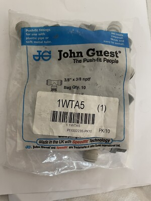 #ad #ad John Guest PI100223S 10PK 3 8” X 3 8” X 3 8” NPTF Tee fittings $49.95
