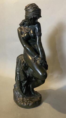 Antique Victorian Bronze 18" Statue Sculpture of a Slave Girl by Giacomo Ginotti