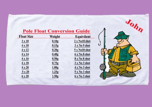 personalised pole float shotting conversion chart towel fathers day birthday - 第 1/2 張圖片