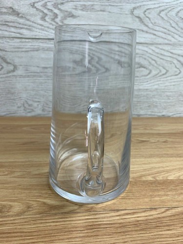 Clear Glass Water Pitcher Etched Wheat Pattern 8.5" Beverage Jug Excellent - Picture 2 of 8