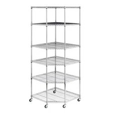 High Quality Wire Steel 6-Tier Corner Shelf Garage Storage Shelving Rack Durable