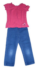 T-Shirt + Hose ,Gr. 128, pink+ blau,Top!