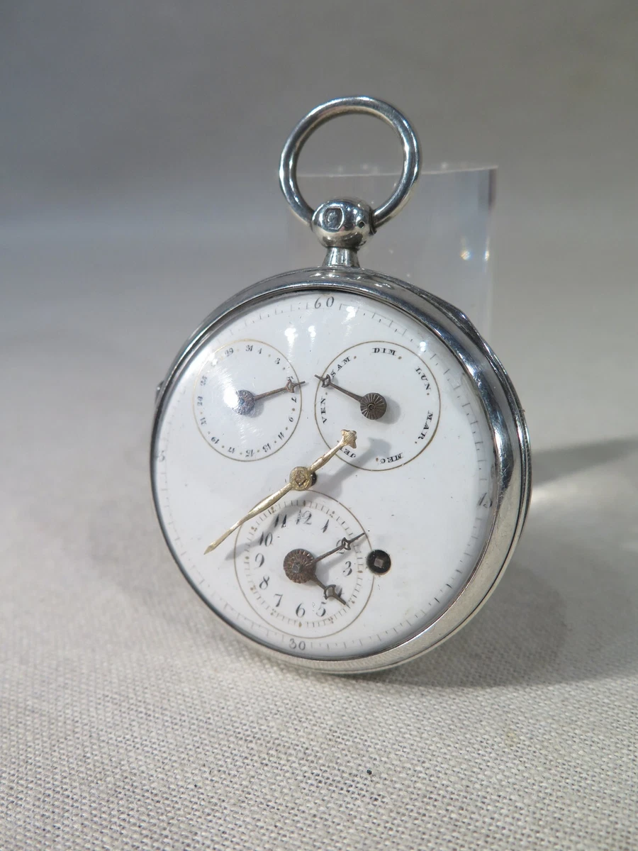 ANCIENNE TRES JOLIE MONTRE A COQ QUANTIEME GOUSSET ARGENT HOMME