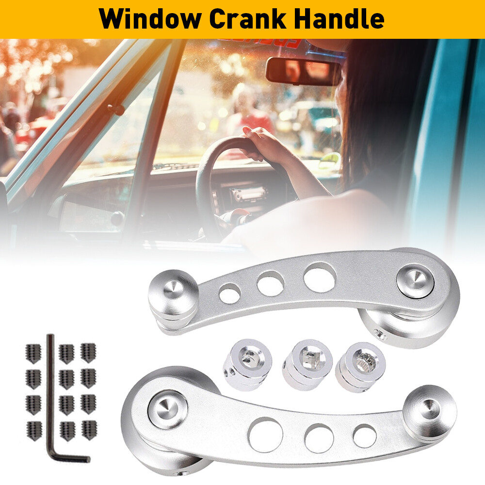 2 Silver Aluminum Manual Car Window Crank Handles for Trucks Pickups US