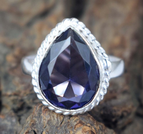 Natural 9.85 Ct Pear Brazilian Violet Amethyst Gemstone Certified Birthday Ring - Picture 4 of 7