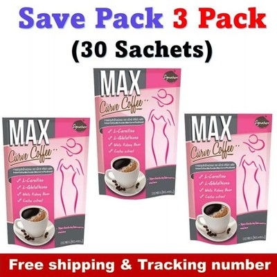 3 x Max Curve Instant Slimming Coffee Weight Loss Fat Burn Slim Shape Sugar Free