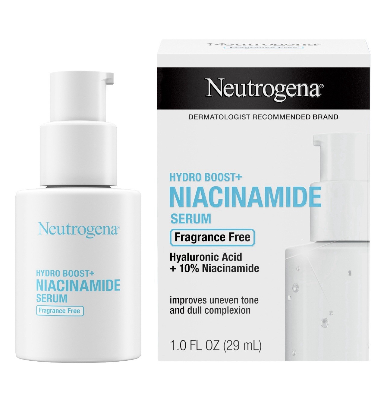 Neutrogena Hydro Boost+ Niacinamide Fragrance-Free Face Serum, 1 OZ