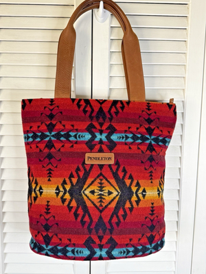 Pendleton 100% Wool & Leather Clark Southwest Style Tote Bag  display picture 3
