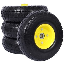 Heavy-Duty Flat free PU foam Tire and Wheel - 4.10/3.50-4", 10" Diameter, DJYC
