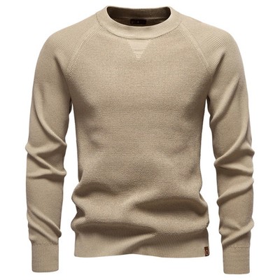 2025 Men's O-Neck T-Shirt Raglan Sleeve Solid Color Long Sleeve Premium