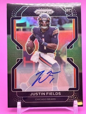 2021 Panini Chronicles #PB-3 Justin Fields Prizm Black Signatures Green 34/49
