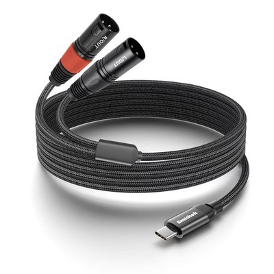 Smithok USB C to 2 XLR Male Stereo Power Amplifier Cable,USB 6.6 feet, black