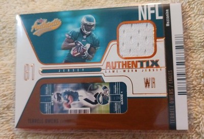 2004 Fleer Authentix Game Worn Jersey Terrell Owens Serial Numbered 14/75 Copper