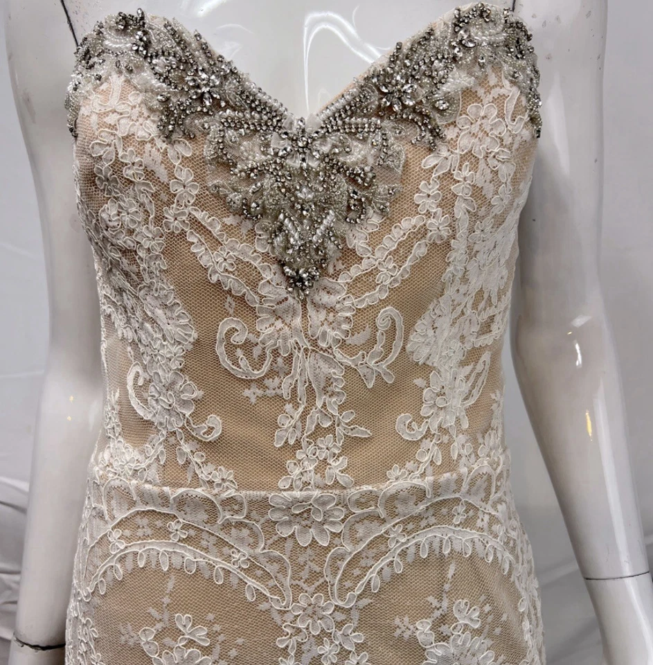 Vestido de novia Impression para mujer 12 crema de encaje vestido de boda sin tirantes de sirena Foto 3 de 4