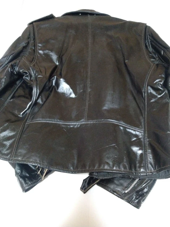 Used Fidelity Leather Riders Jacket Size 40 Black Length 68cm - Image 3 of 4