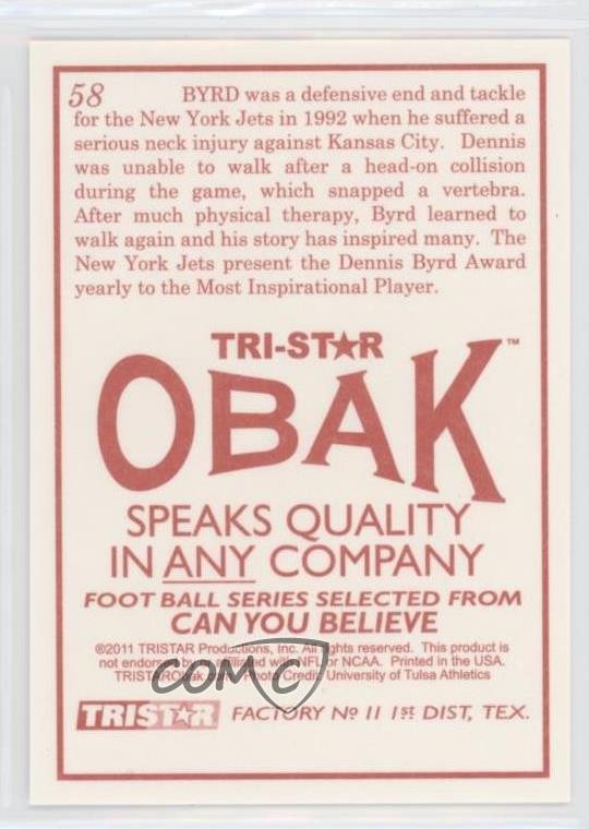 2011 TRI-STAR Obak Demetrius Byrd Dennis Byrd #58 8d2