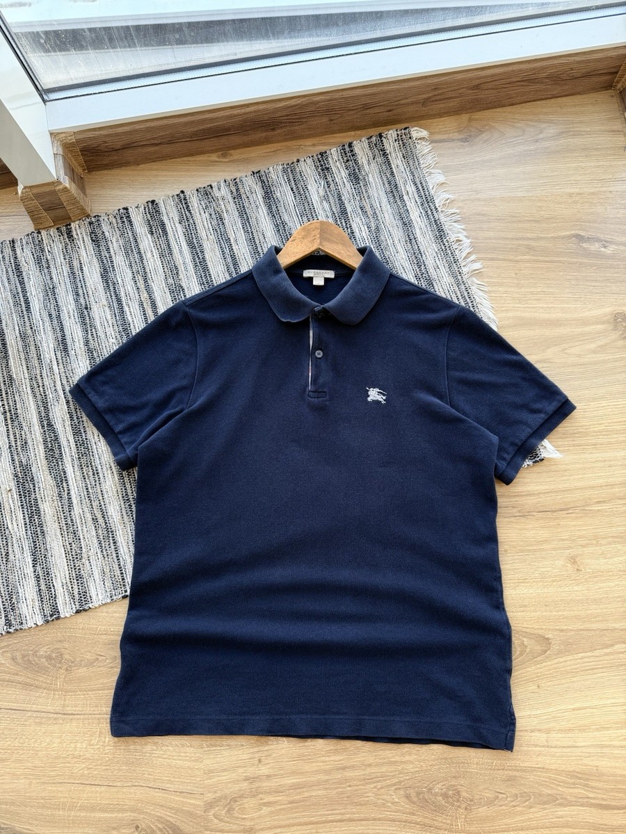 BURBERRY BRIT SHIRT MENS BLUE SHORT SLEEVE POLO COLLARD PLAID NOVACHECK  SIZE M