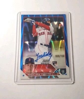 MASATAKA YOSHIDA 2023 TOPPS CHROME BLUE RAY WAVE REFRACTOR AUTO RC 69/150 