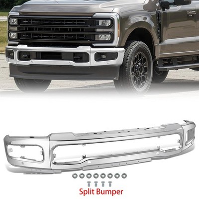 Chrome Front Bumper For 2023-2025 Ford F-250 F-350 Super Duty W/Fog Light Holes