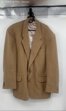 Christian Aujard Caramel Camel Hair Fleece Blazer Overcoat Men's 42 Vintage