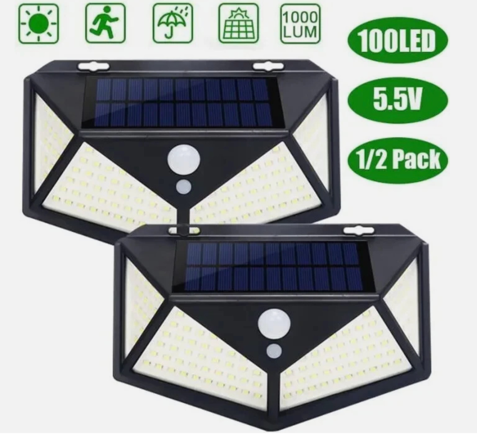 Lampe solaire éclairage extérieur 100 LED anti zone d'ombre avec détecteur automatique mural sans fil