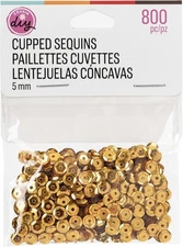 Cousin DIY Gold, 5mm Cupped Sequins, 800pc Small, Gold 
