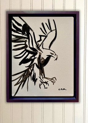 Original Acrylic Painting Eagle Attacking 11x14 Expressionist Signed Canvas Art