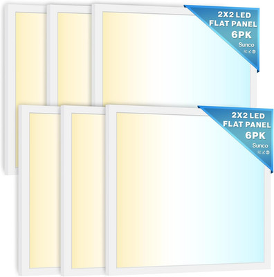 Sunco 6 Pack 2X2 LED Flat Panel Lights for Drop Ceiling, Troffer Replacement Lig