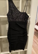 St Tropez Womans Bandage Dress Size 4 Black Mini Babydoll Y2K Inspired