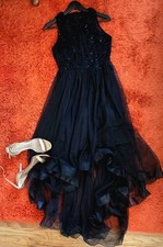 Vintage Candalite Sleeveless Maxi Dress – Size S – Vietnam – Black Sequin & Lace