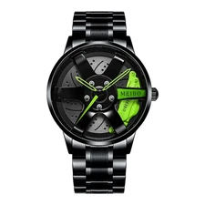 Fashion Wheel Design Men Watch Unique Trend Steel Racing Brake Calipers Quartz W
