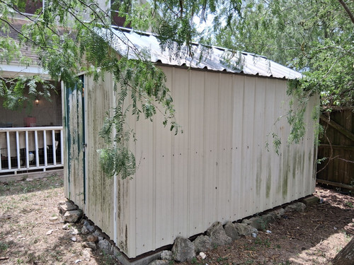 Metal Rectangular Storage Shed Apex Roof Single Door Beige