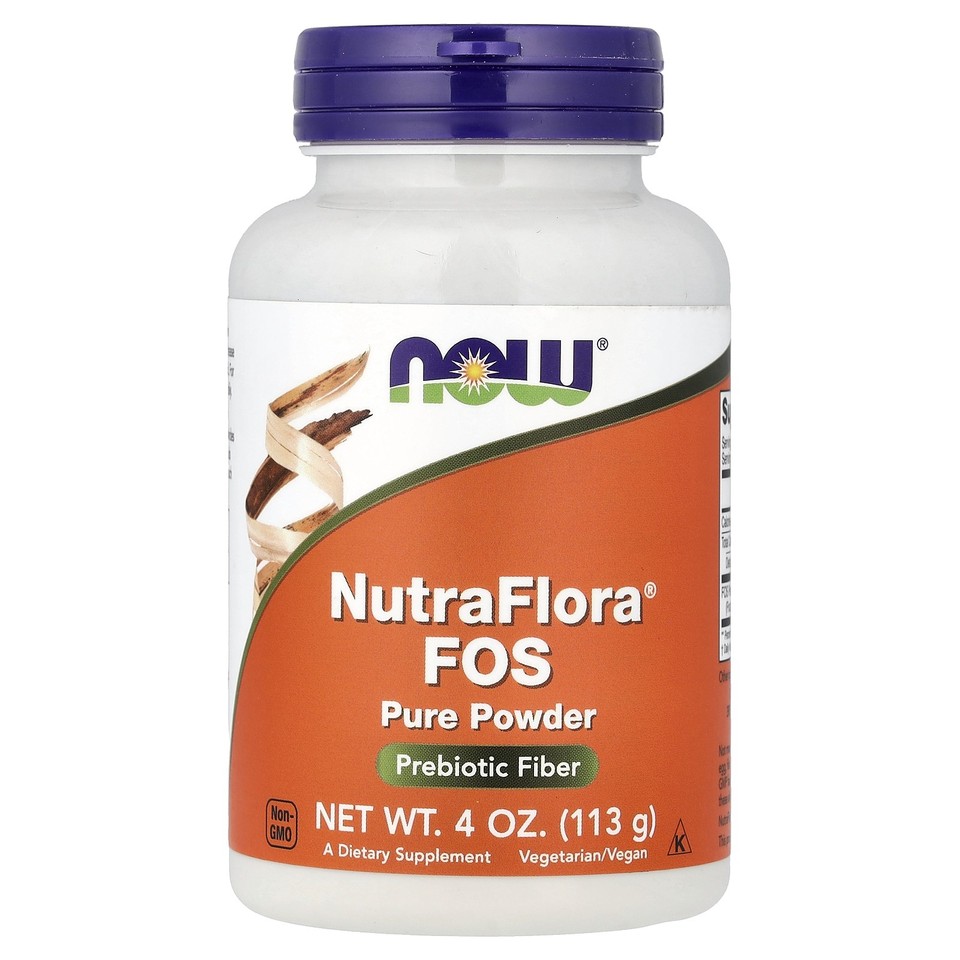 Now Foods NutraFlora FOS Pure Powder 4 oz 113 g GMP Quality Assured, Vegan,