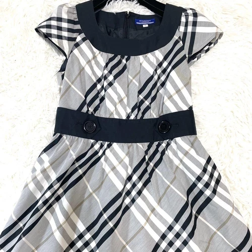 Abito al ginocchio Burberry Blue Label Nova Check bianco 36 S (US:XS) 040471d
