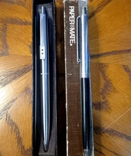 Papermate Double Heart Silver Tone Vintage Pen And Two Tone Black And Chrome USA